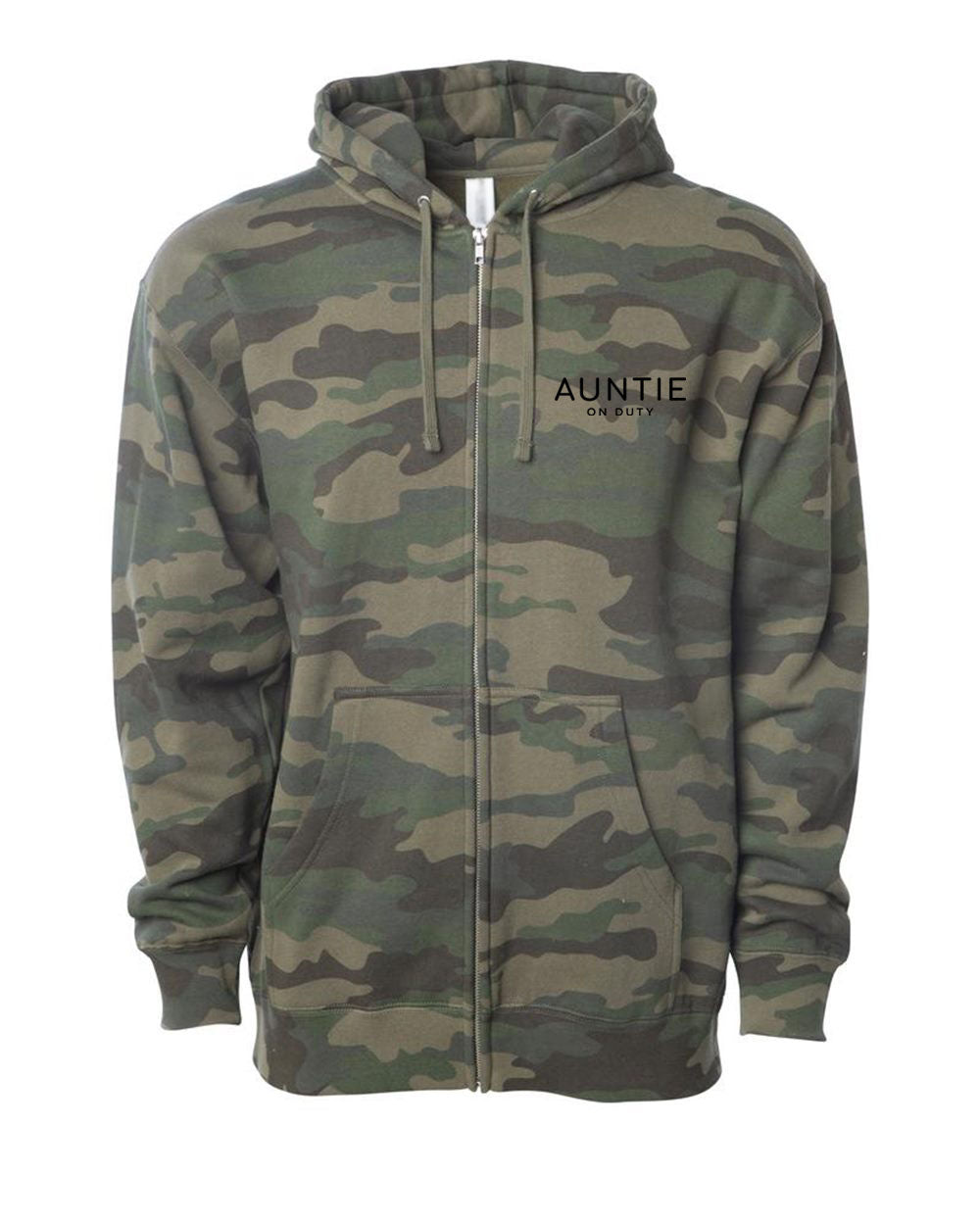Auntie On Duty Forest Camo Zip Hoodie