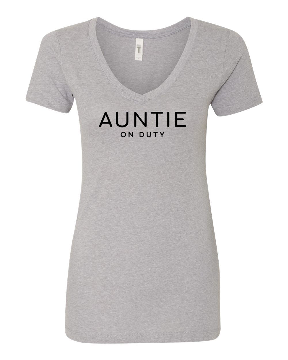 Auntie On Duty Soft Life Collection Heather Grey V Neck T-Shirt