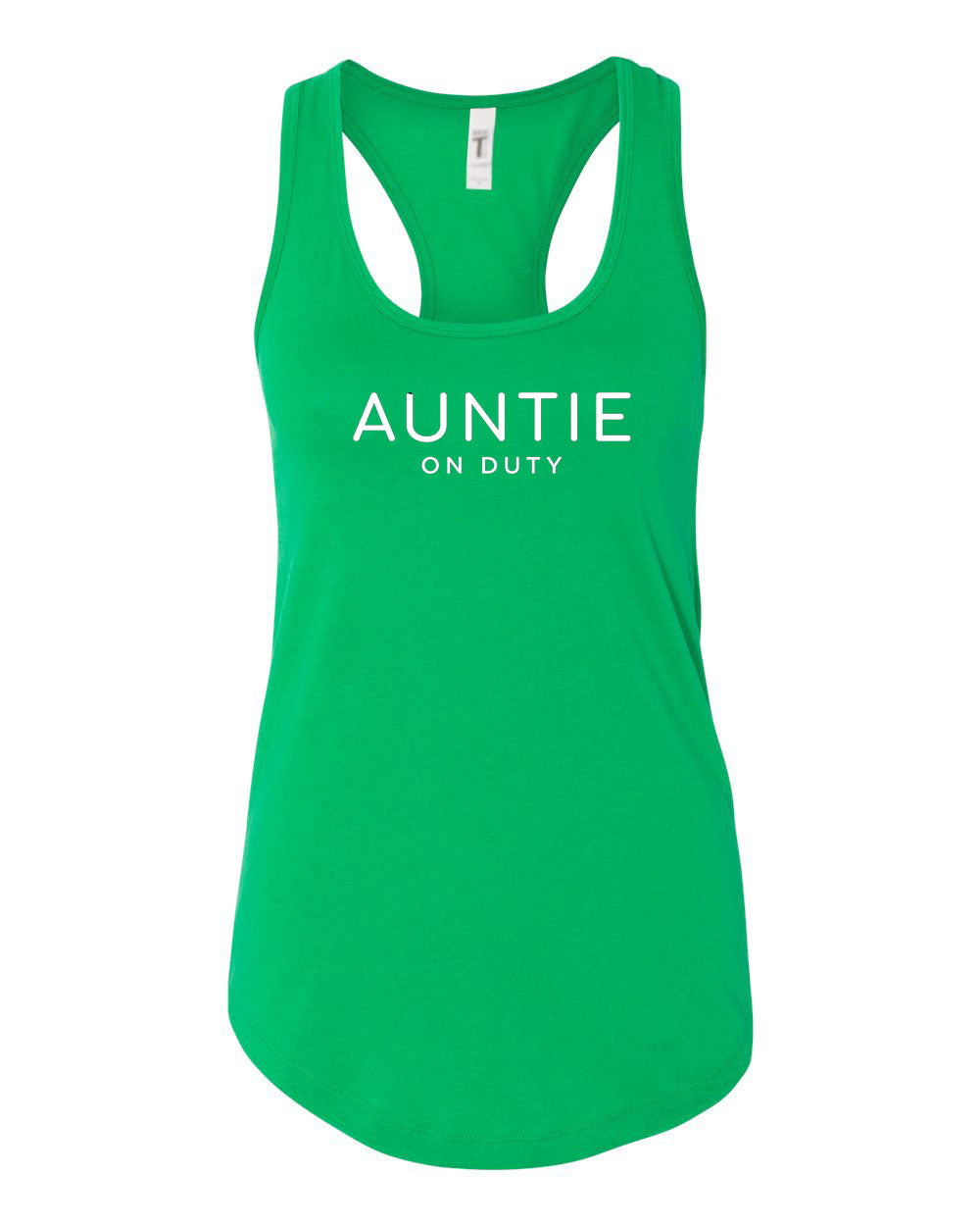Auntie On Duty Kelly Green Razor Back Tank