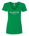 Auntie On Duty Green V Neck T-Shirt
