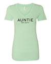 Auntie On Duty Mint V Neck T-Shirt