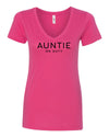 Auntie On Duty Raspberry V Neck T-Shirt