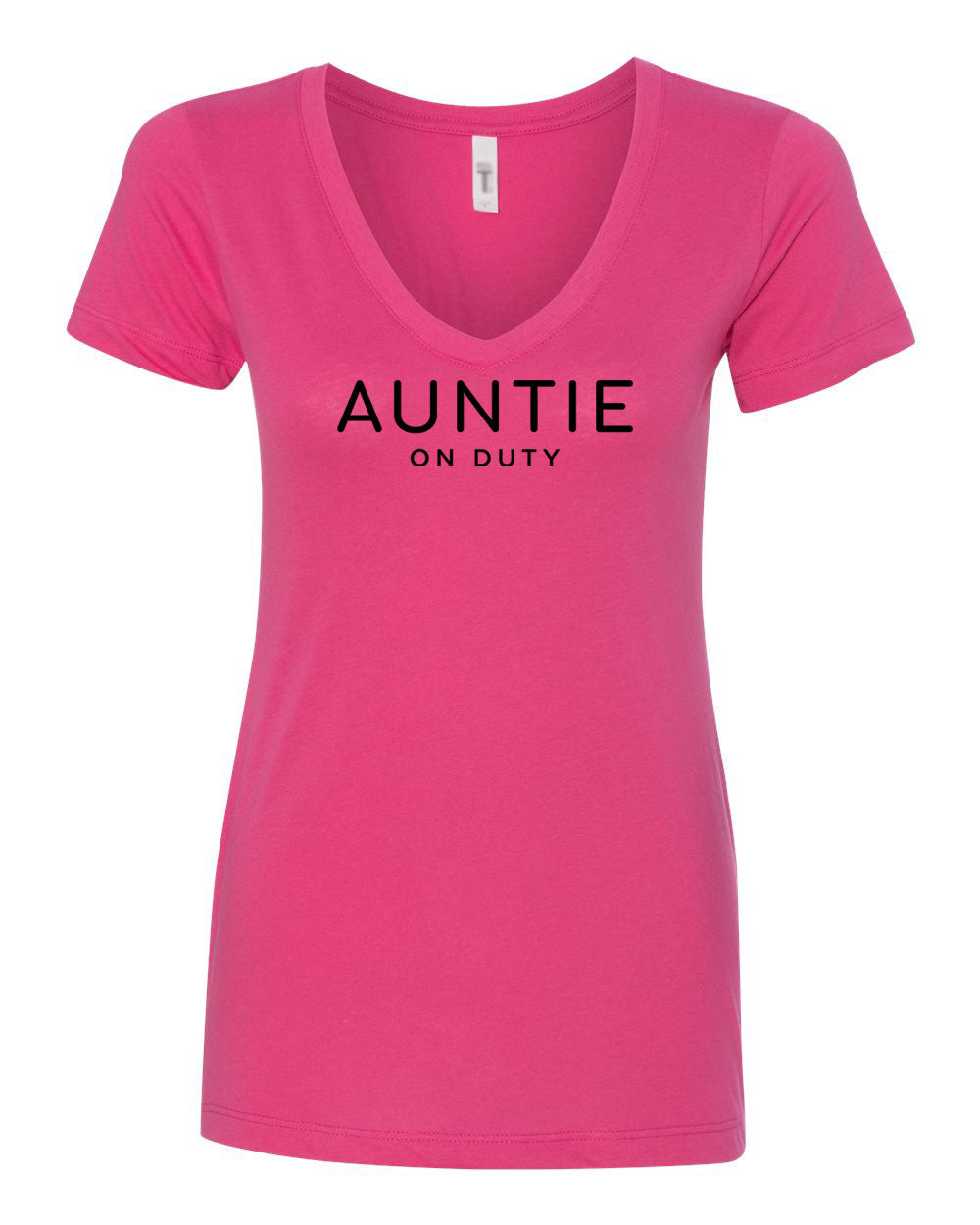 Auntie On Duty Spring & Summer Collection Raspberry V Neck T-Shirt