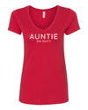 Auntie On Duty Red V Neck T-Shirt