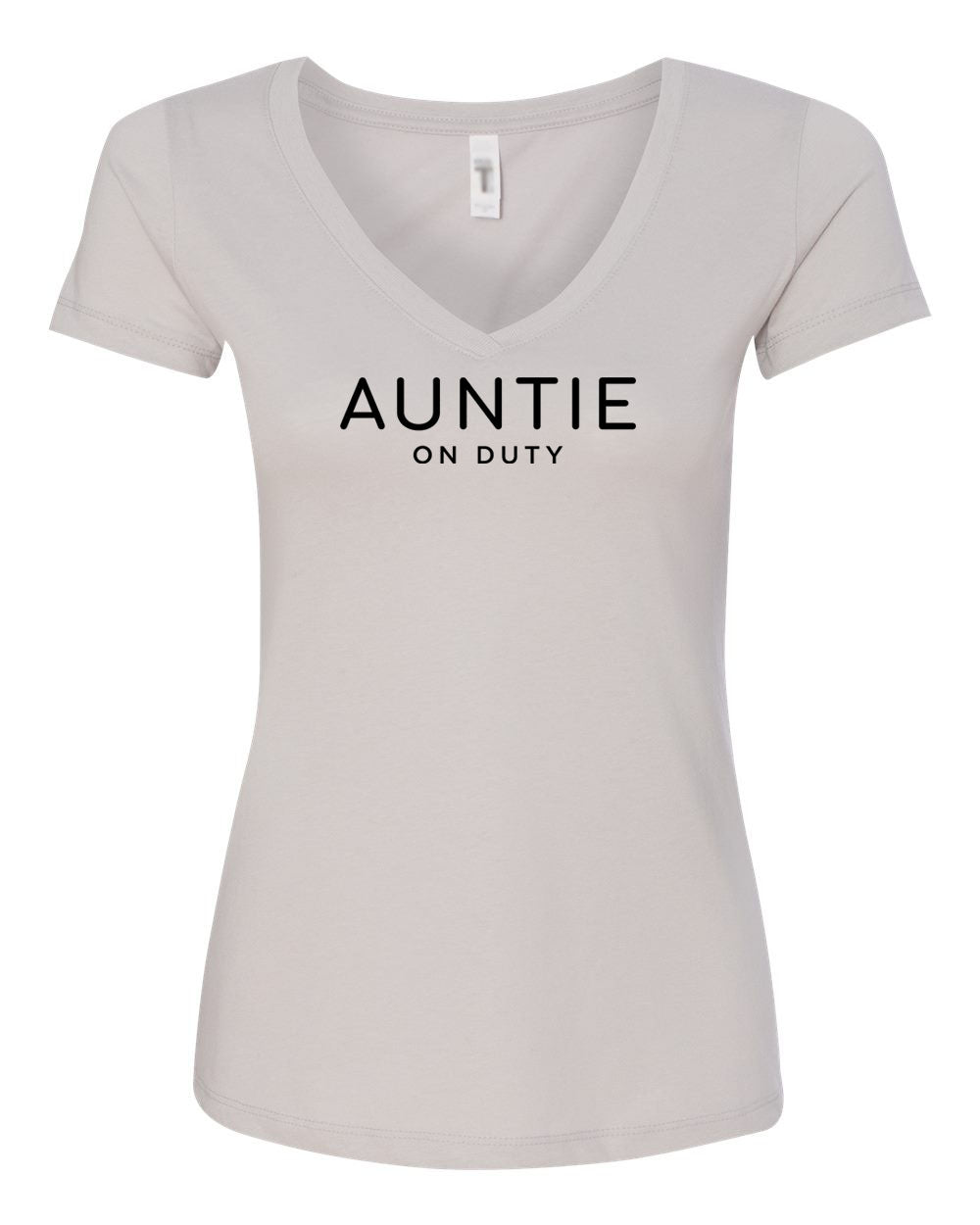 Auntie On Duty Barley Nude Collection Silver V Neck T-Shirt