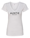 Auntie On Duty White V Neck T-Shirt